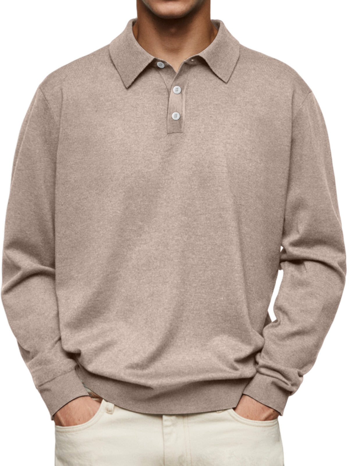 Knitted Long-Sleeve Polo
