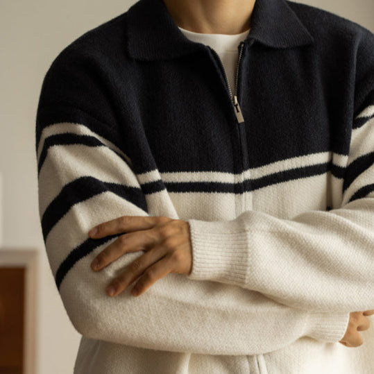 Contrast Lapel Sweater