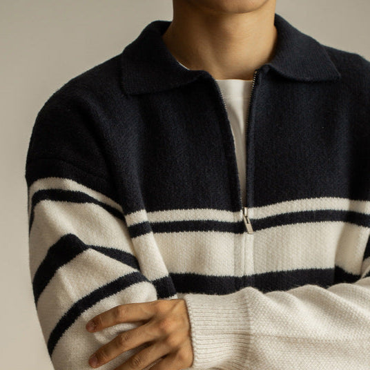 Contrast Lapel Sweater