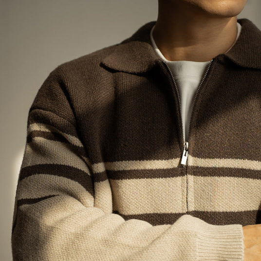 Contrast Lapel Sweater