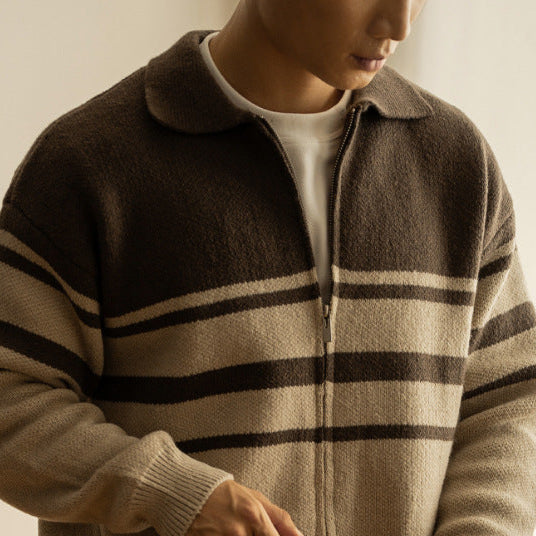 Contrast Lapel Sweater