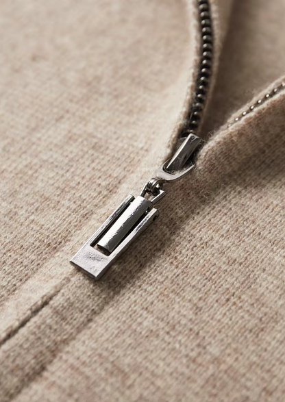 Extra-Fine Wool Zip Polo Cardigan