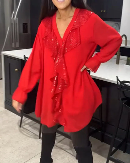 Ksenia – Elegante Damenbluse mit Rüschendetail