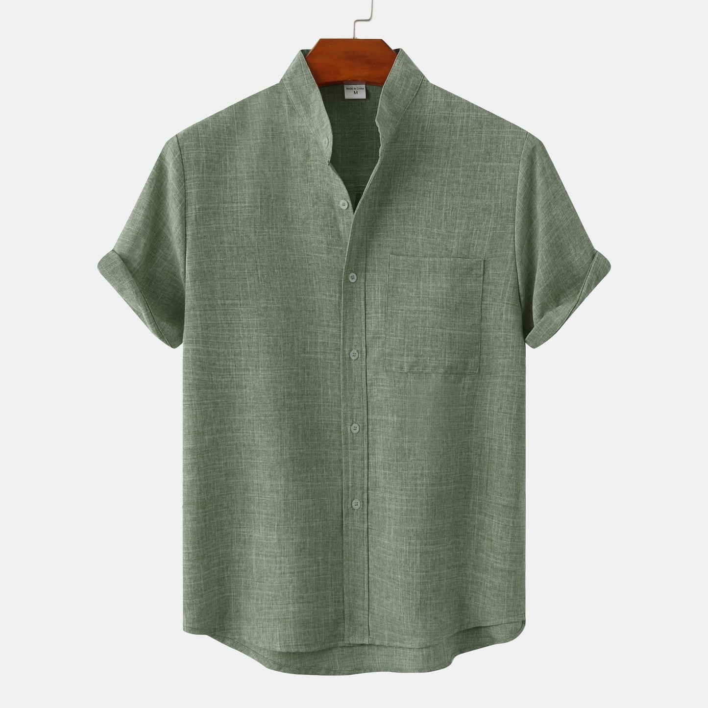 Solid Color Cotton Button Up