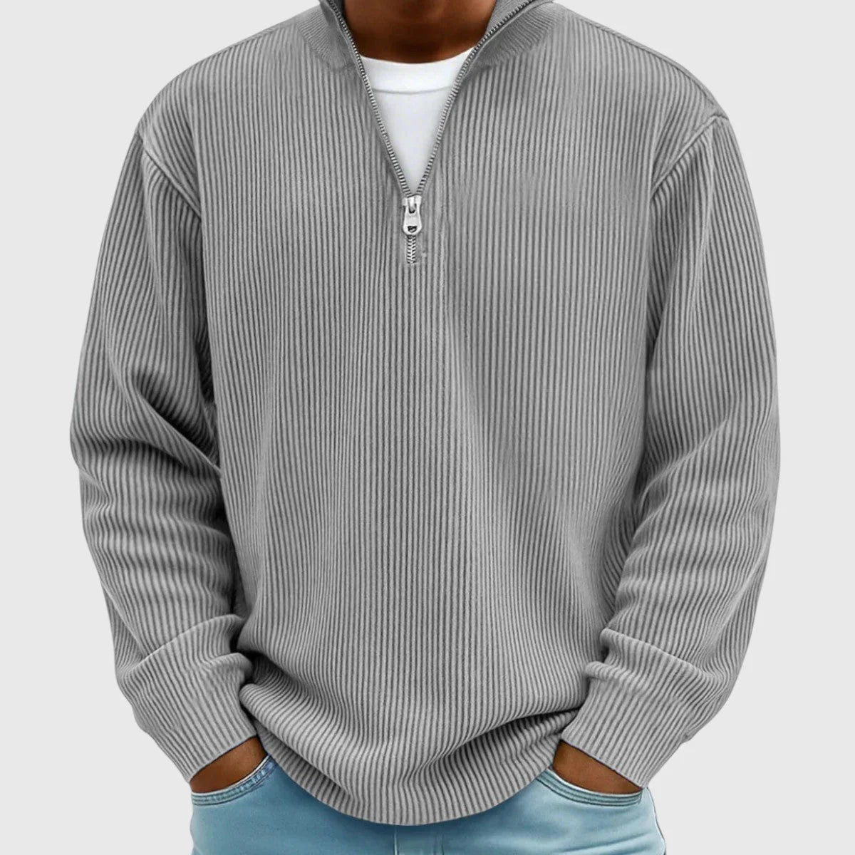 Kev Ribbed Half-Zip Knit Sweater