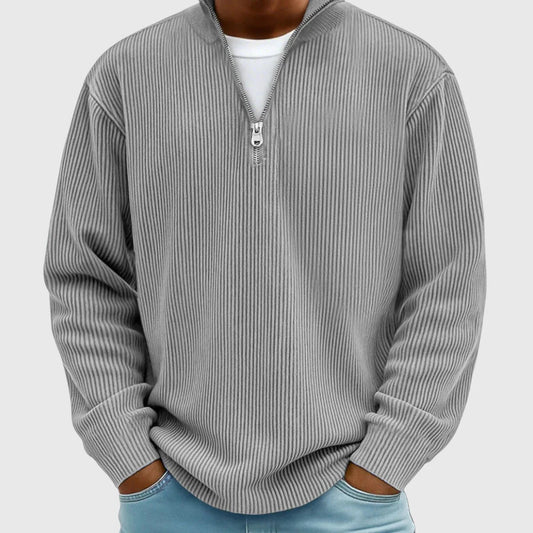 Kev Ribbed Half-Zip Knit Sweater