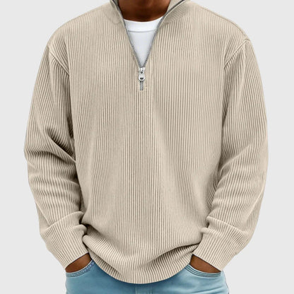 Kev Ribbed Half-Zip Knit Sweater