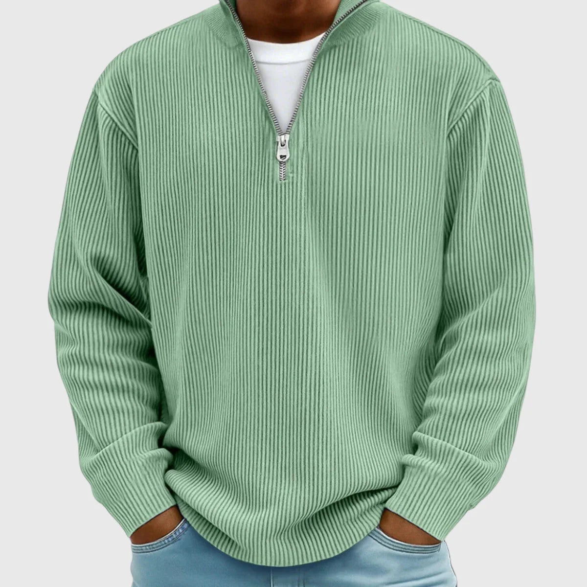 Kev Ribbed Half-Zip Knit Sweater