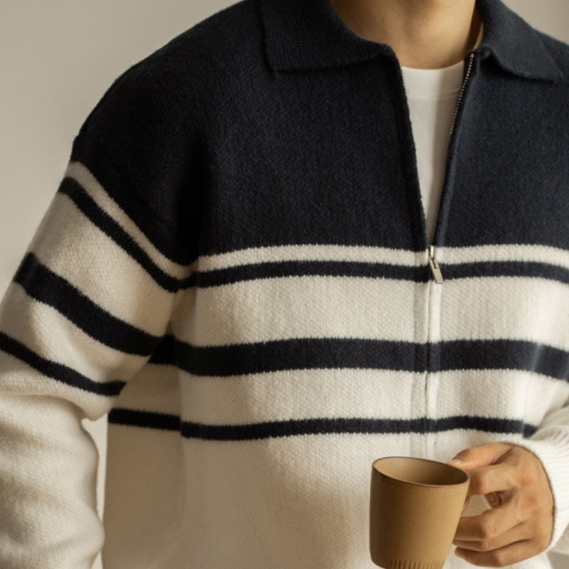 Contrast Lapel Sweater