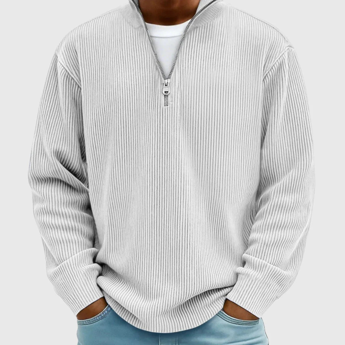 Kev Ribbed Half-Zip Knit Sweater