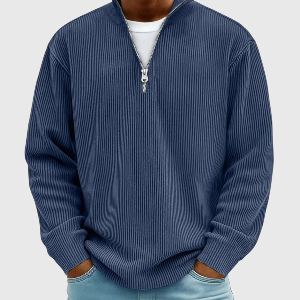 Kev Ribbed Half-Zip Knit Sweater