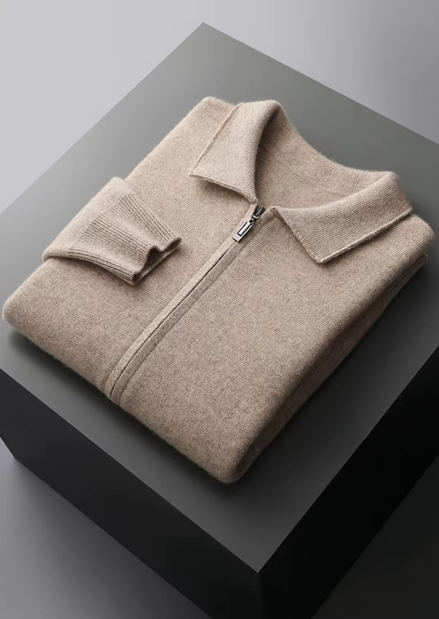 Extra-Fine Wool Zip Polo Cardigan