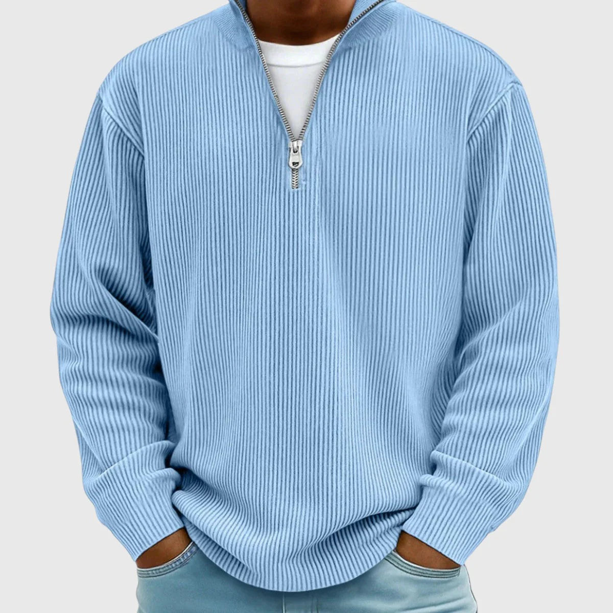 Kev Ribbed Half-Zip Knit Sweater