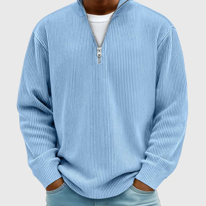 Kev Ribbed Half-Zip Knit Sweater
