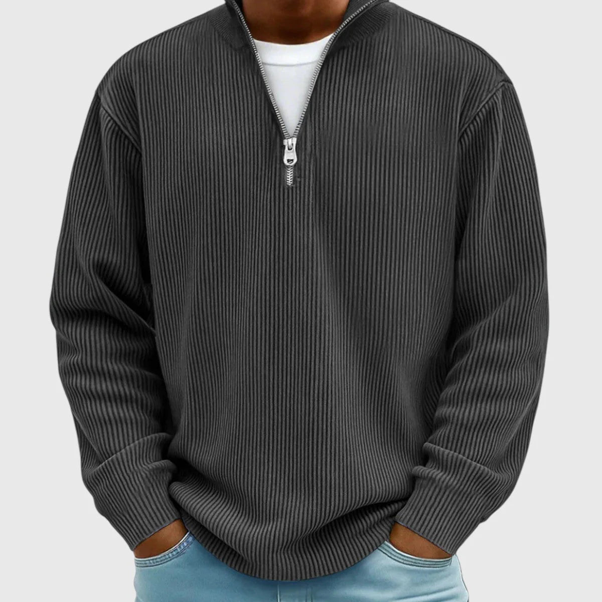 Kev Ribbed Half-Zip Knit Sweater