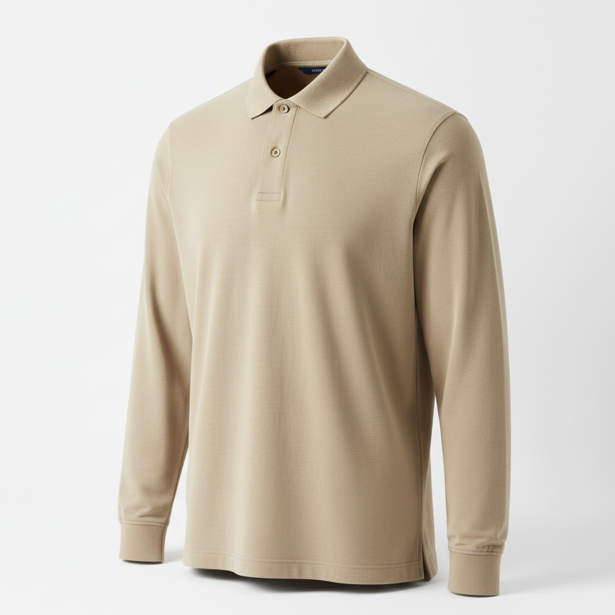 Knitted Long-Sleeve Polo
