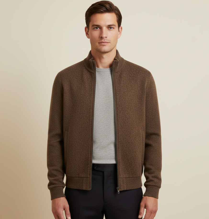 Wool Blend Full-Zip Jacket