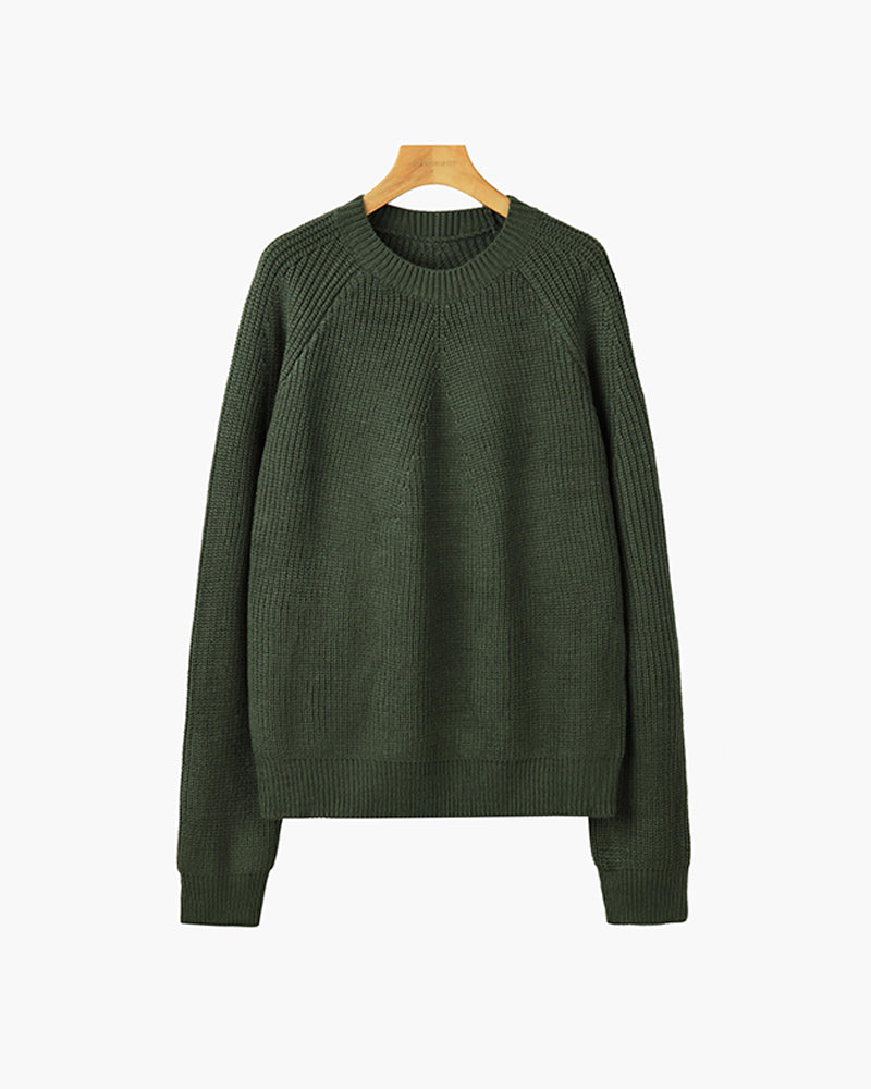 Cotton Knit Raglan Sweater