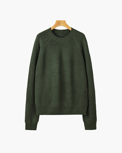 Cotton Knit Raglan Sweater