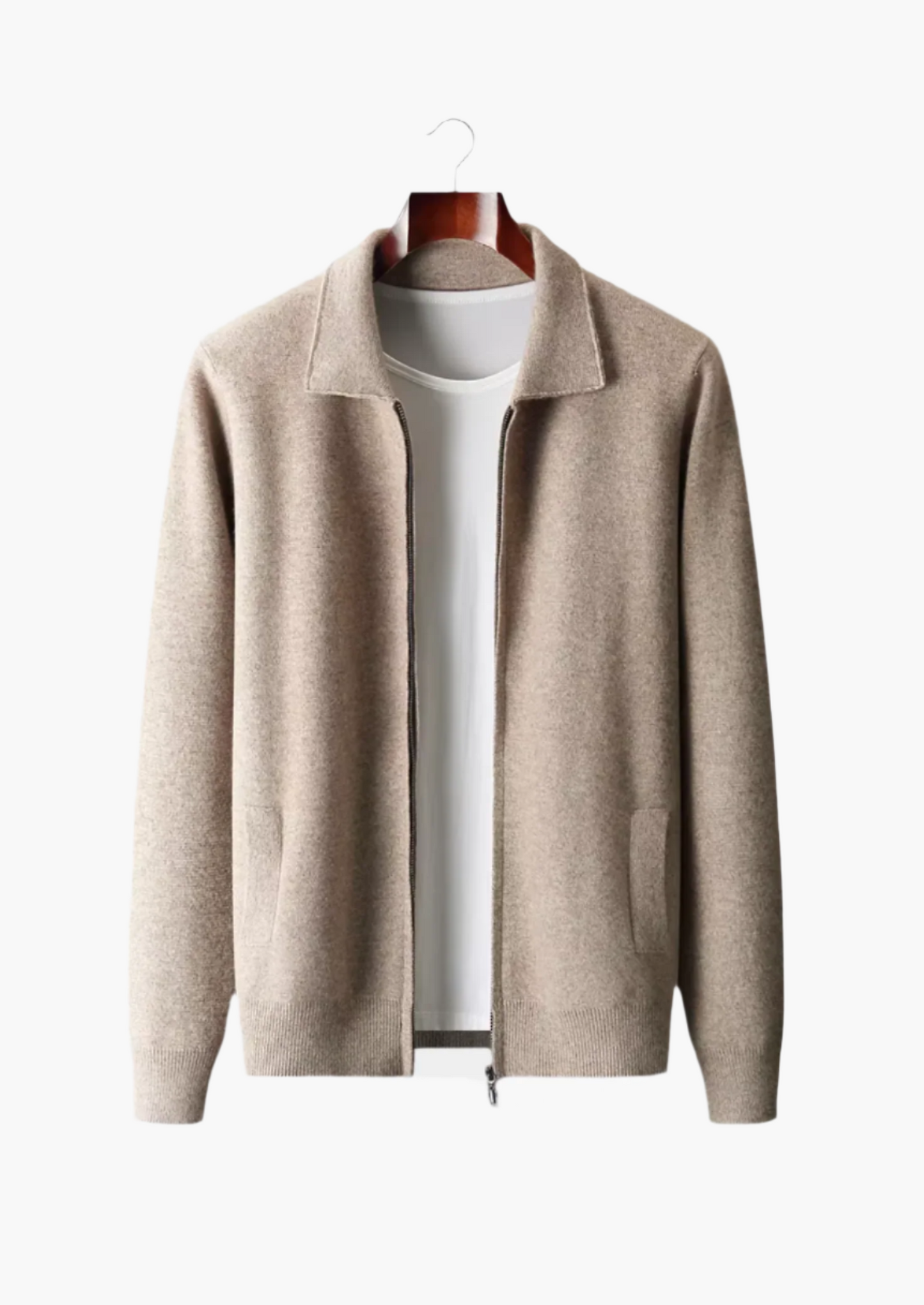 Extra-Fine Wool Zip Polo Cardigan