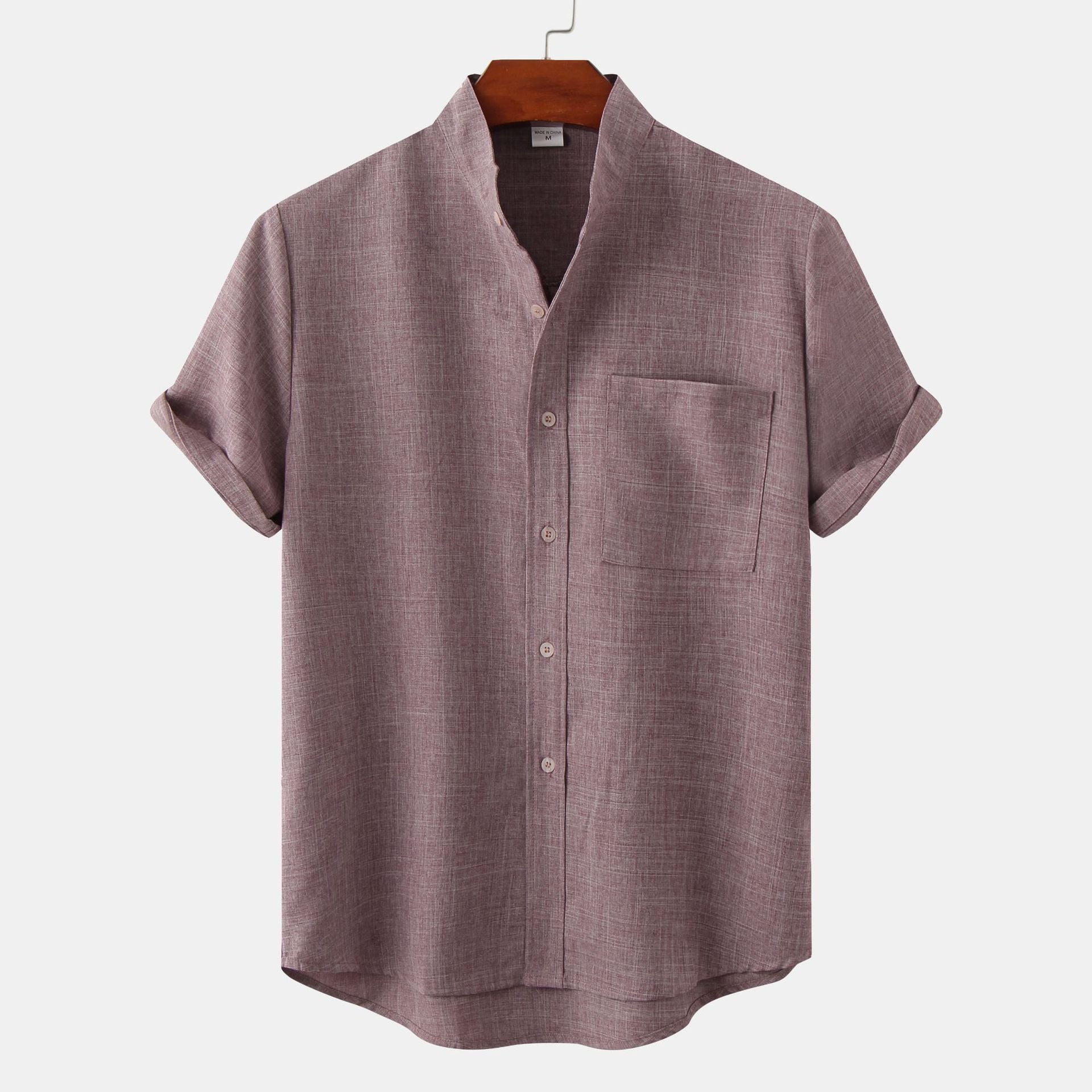 Solid Color Cotton Button Up
